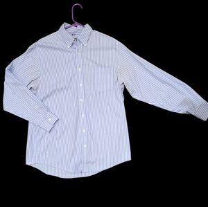 Kenneth Cole Men's White and Blue Striped Dress Shirt